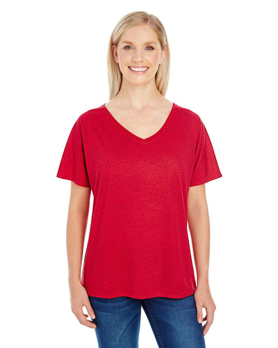 "Threadfast Apparels Ladies' Triblend Fleck Short-Sleeve V-Neck T-Shirt - Effortless Style and Sustainable Comfort" - Apparel Globe