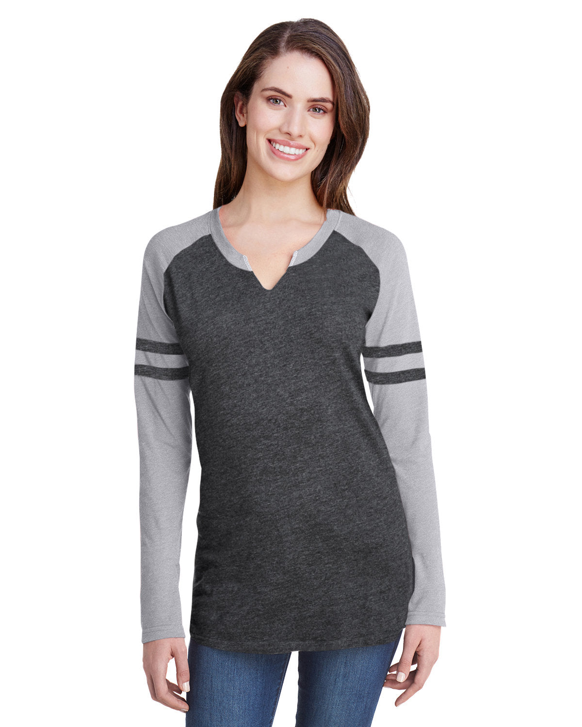 Ladies' Gameday Mash-Up Long Sleeve Fine Jersey T-Shirt - Apparel Globe