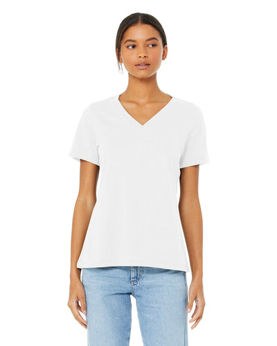 Bella + Canvas Ladies' Relaxed Heather CVC Jersey V-Neck Tee: Effortless Style and Comfort