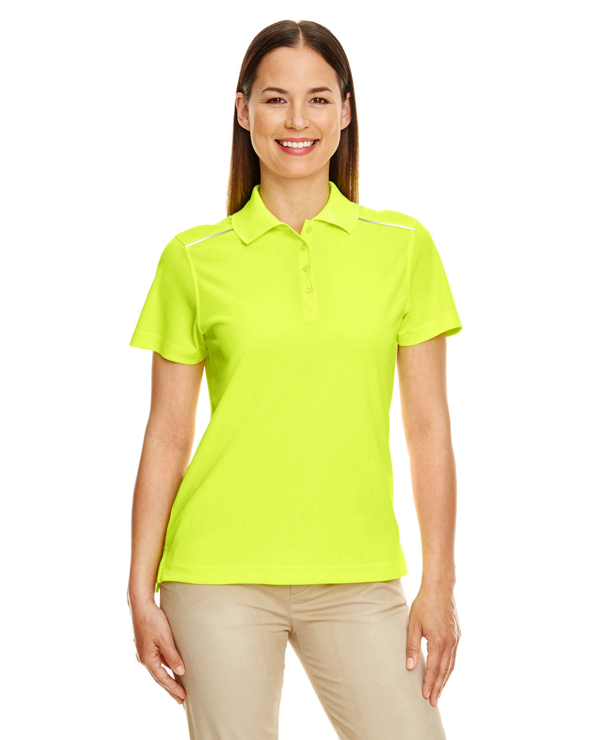 Ladies' Radiant Performance PiquÃ© Polo with Reflective Piping - Apparel Globe