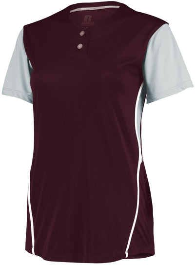 Ladies Performance Two-Button Color Block Jersey - Apparel Globe