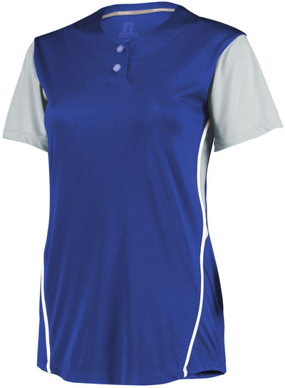 Ladies Performance Two-Button Color Block Jersey - Apparel Globe