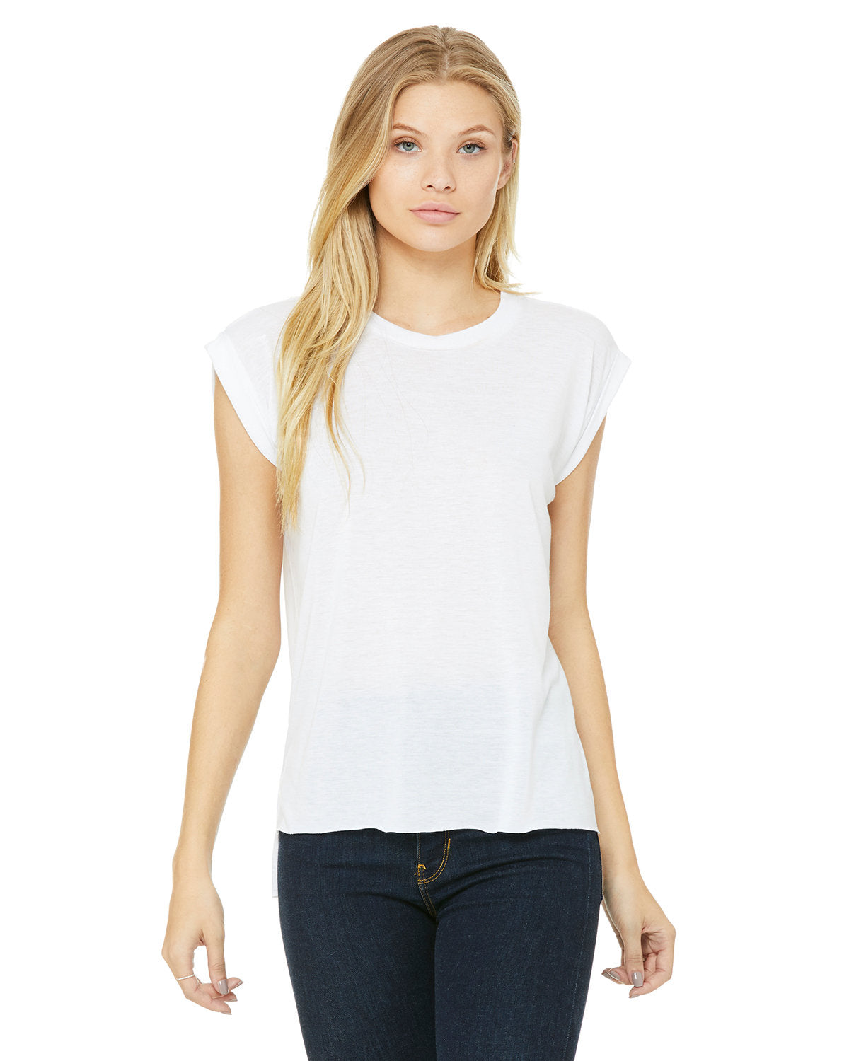 EFFORTLESS-STYLE-AND-COMFORT-BELLA-CANVAS-LADIES-FLOWY-MUSCLE-T-SHIRT-WITH-ROLLED-CUFF