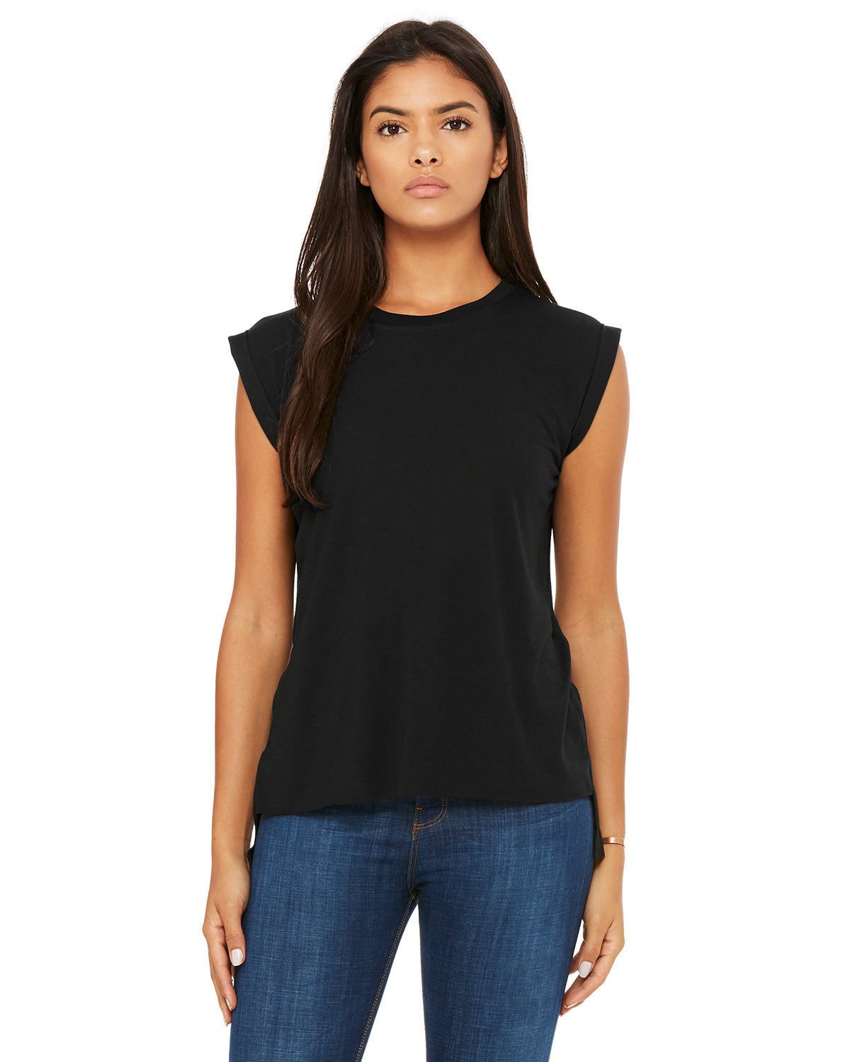 EFFORTLESS-STYLE-AND-COMFORT-BELLA-CANVAS-LADIES-FLOWY-MUSCLE-T-SHIRT-WITH-ROLLED-CUFF