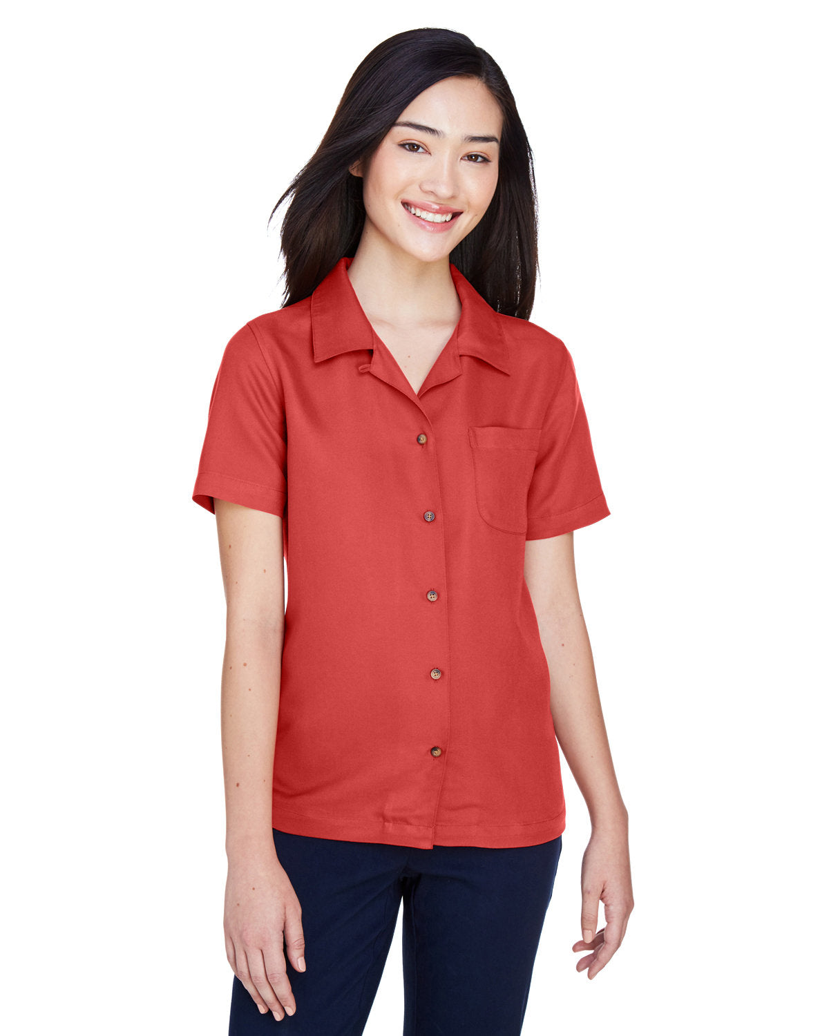 Effortless Chic: UltraClub Ladies' Cabana Breeze Camp Shirt