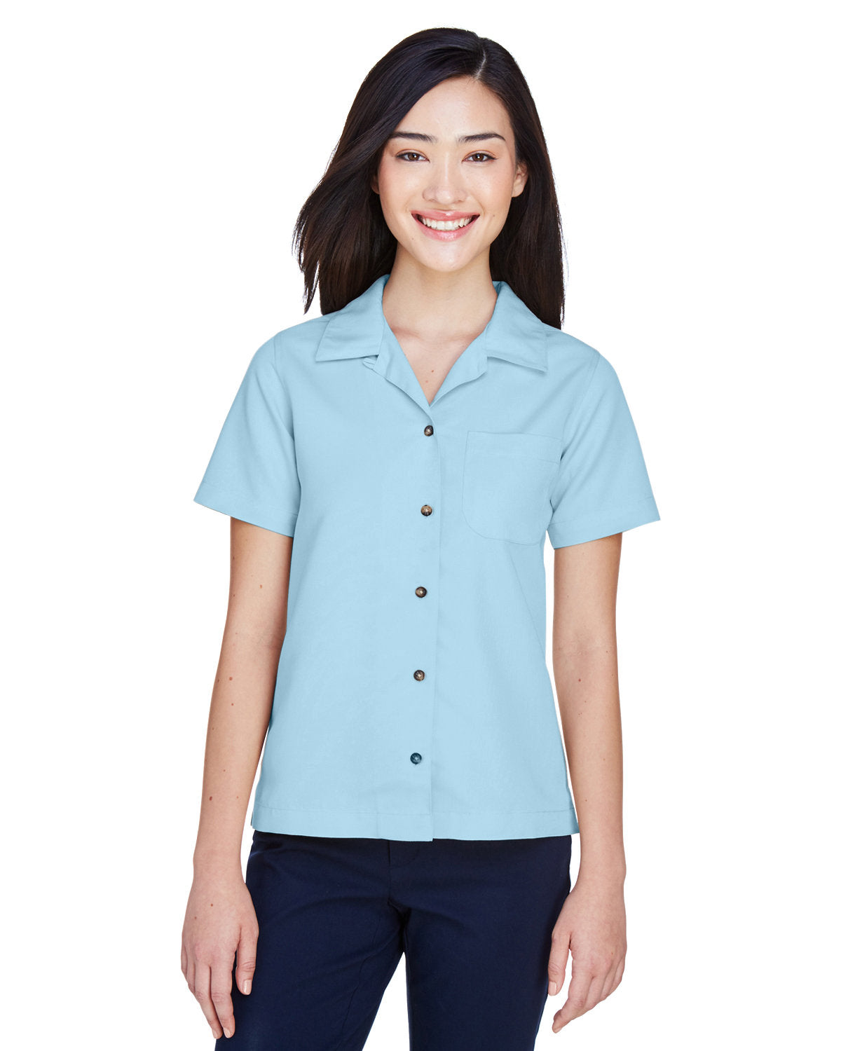 Effortless Chic: UltraClub Ladies' Cabana Breeze Camp Shirt