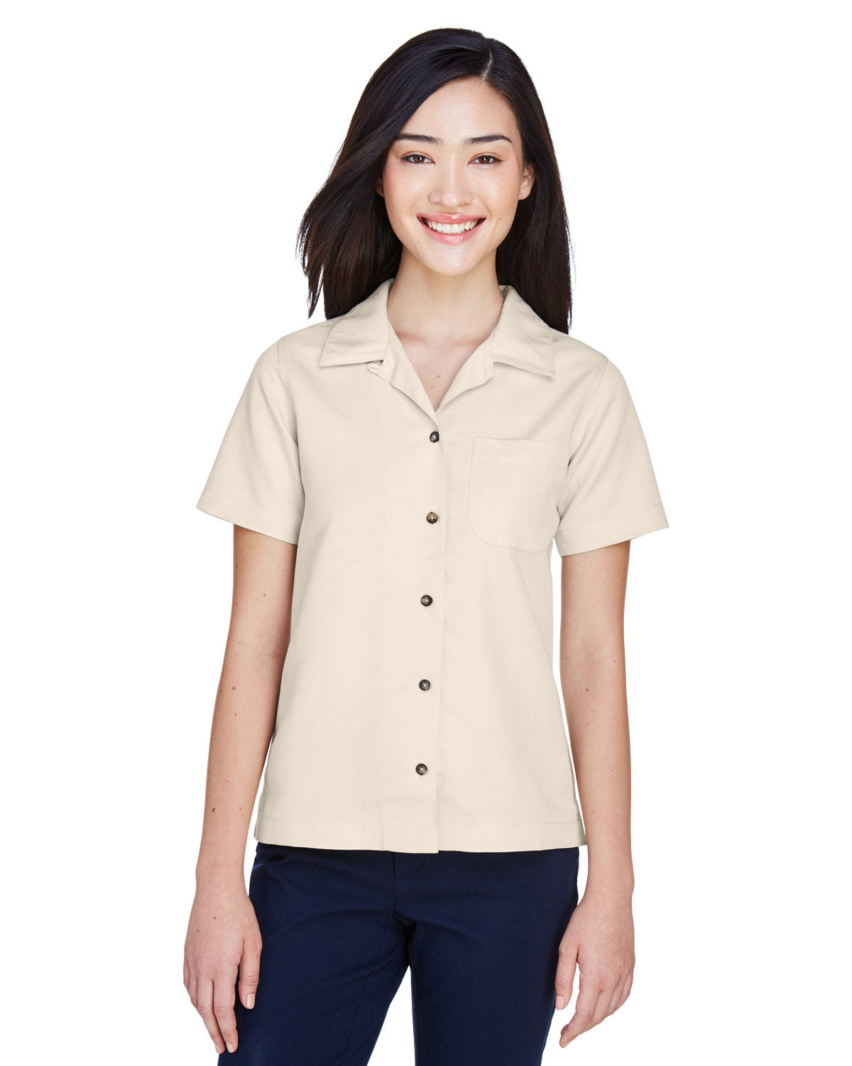 Effortless Chic: UltraClub Ladies' Cabana Breeze Camp Shirt