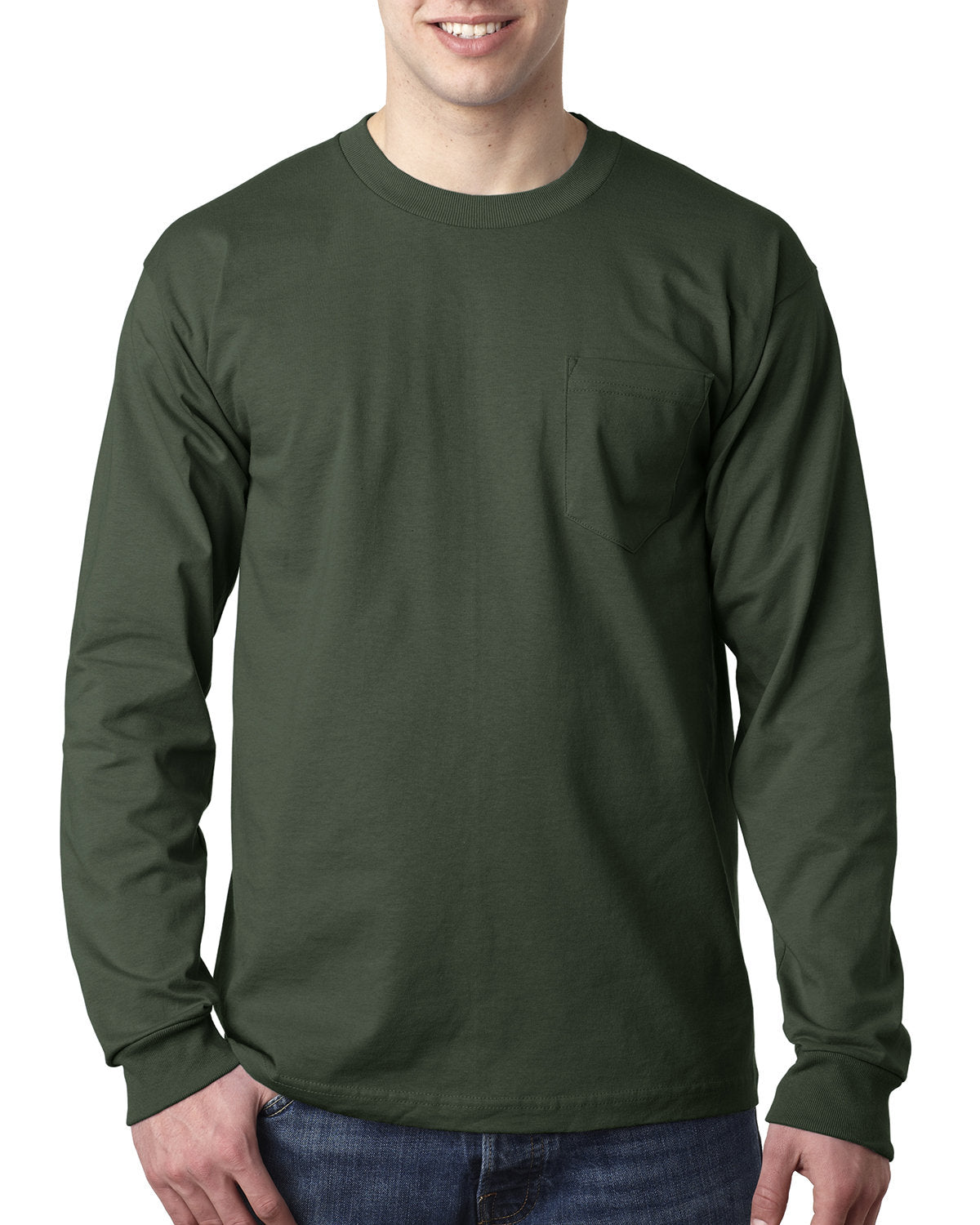 Bayside Adult 6.1 oz., 100% Cotton Long Sleeve Pocket T-Shirt