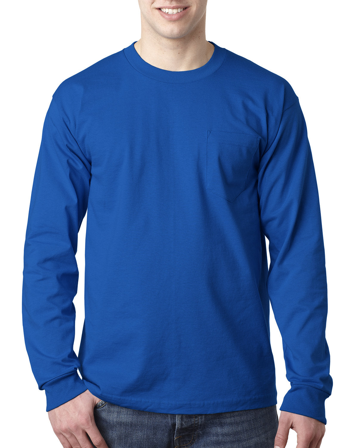 Bayside Adult 6.1 oz., 100% Cotton Long Sleeve Pocket T-Shirt