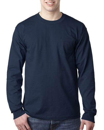 Bayside Adult 6.1 oz., 100% Cotton Long Sleeve Pocket T-Shirt