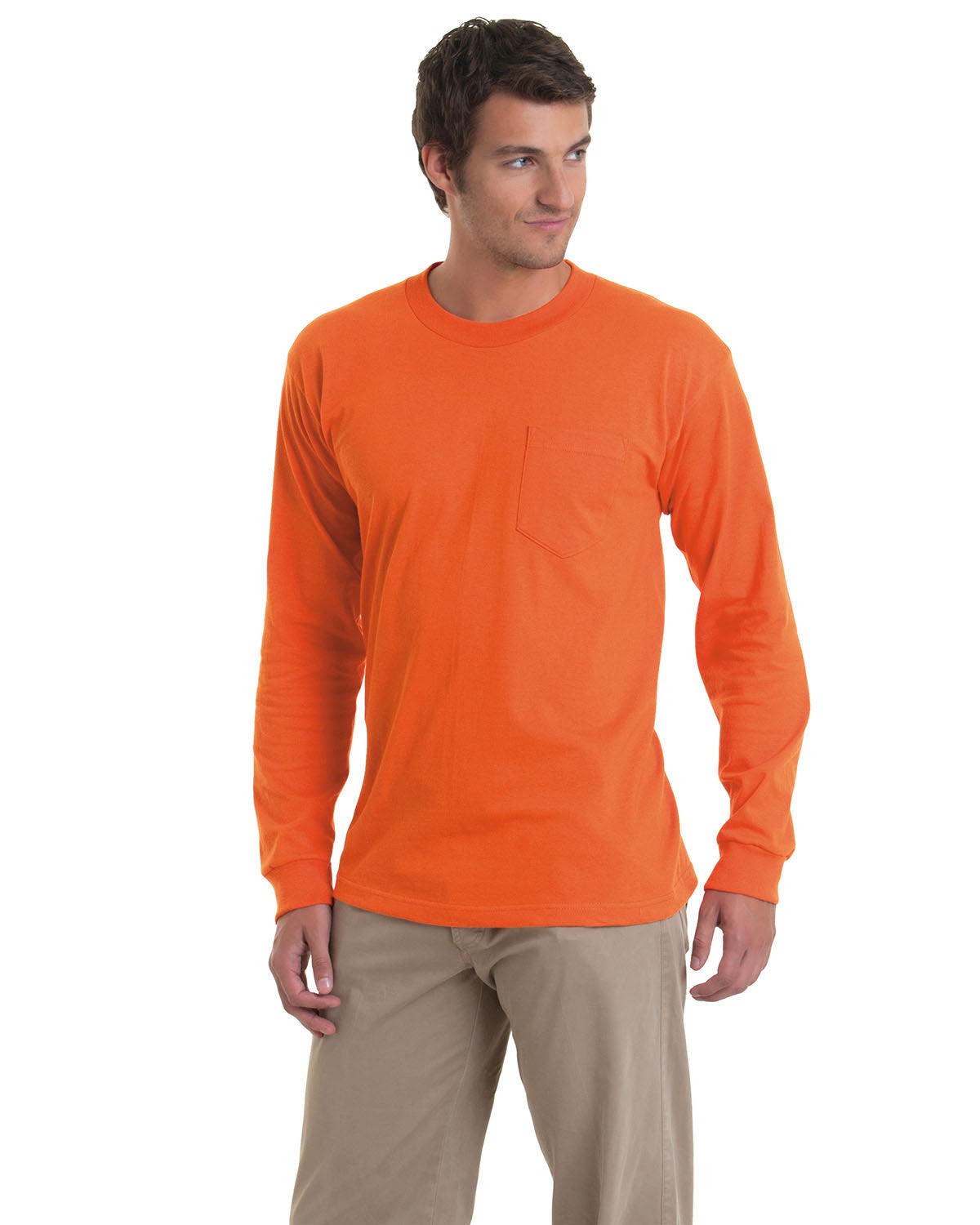 Bayside Adult 6.1 oz., 100% Cotton Long Sleeve Pocket T-Shirt