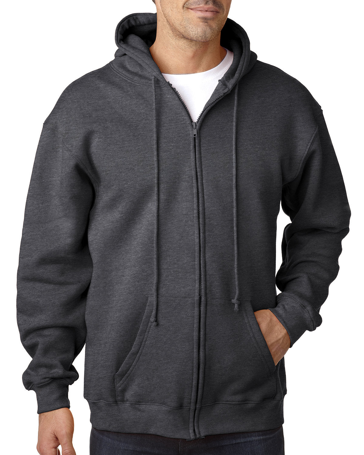 Bayside Adult 9.5 oz., 80% Cotton/20% Polyester Full-Zip Hooded Sweatshirt