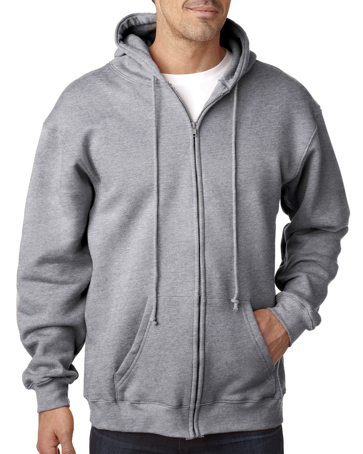 Bayside Adult 9.5 oz., 80% Cotton/20% Polyester Full-Zip Hooded Sweatshirt