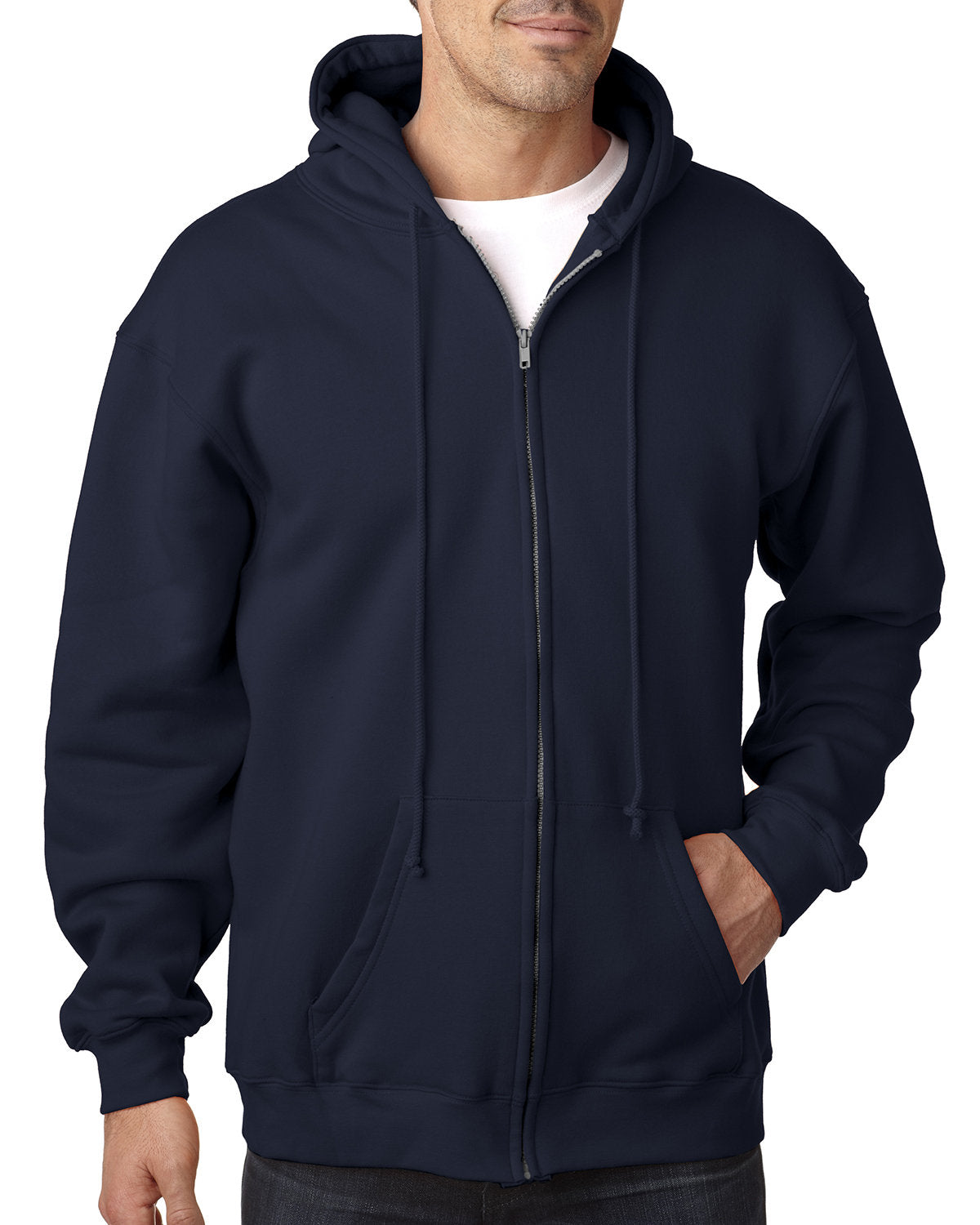 Bayside Adult 9.5 oz., 80% Cotton/20% Polyester Full-Zip Hooded Sweatshirt