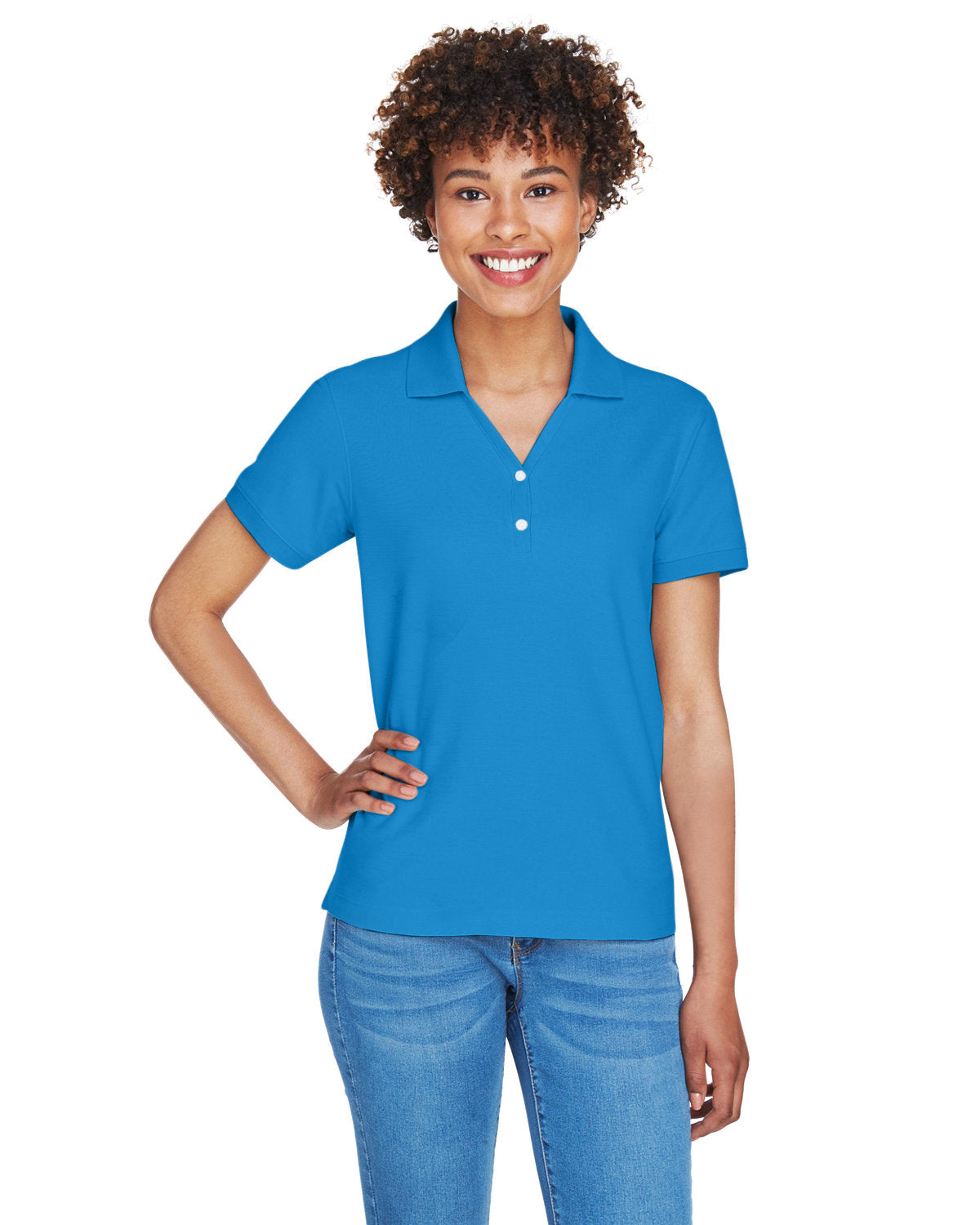 Elevate Your Look with the Devon & Jones Ladies' Pima PiquÃ© Y-Collar Polo!