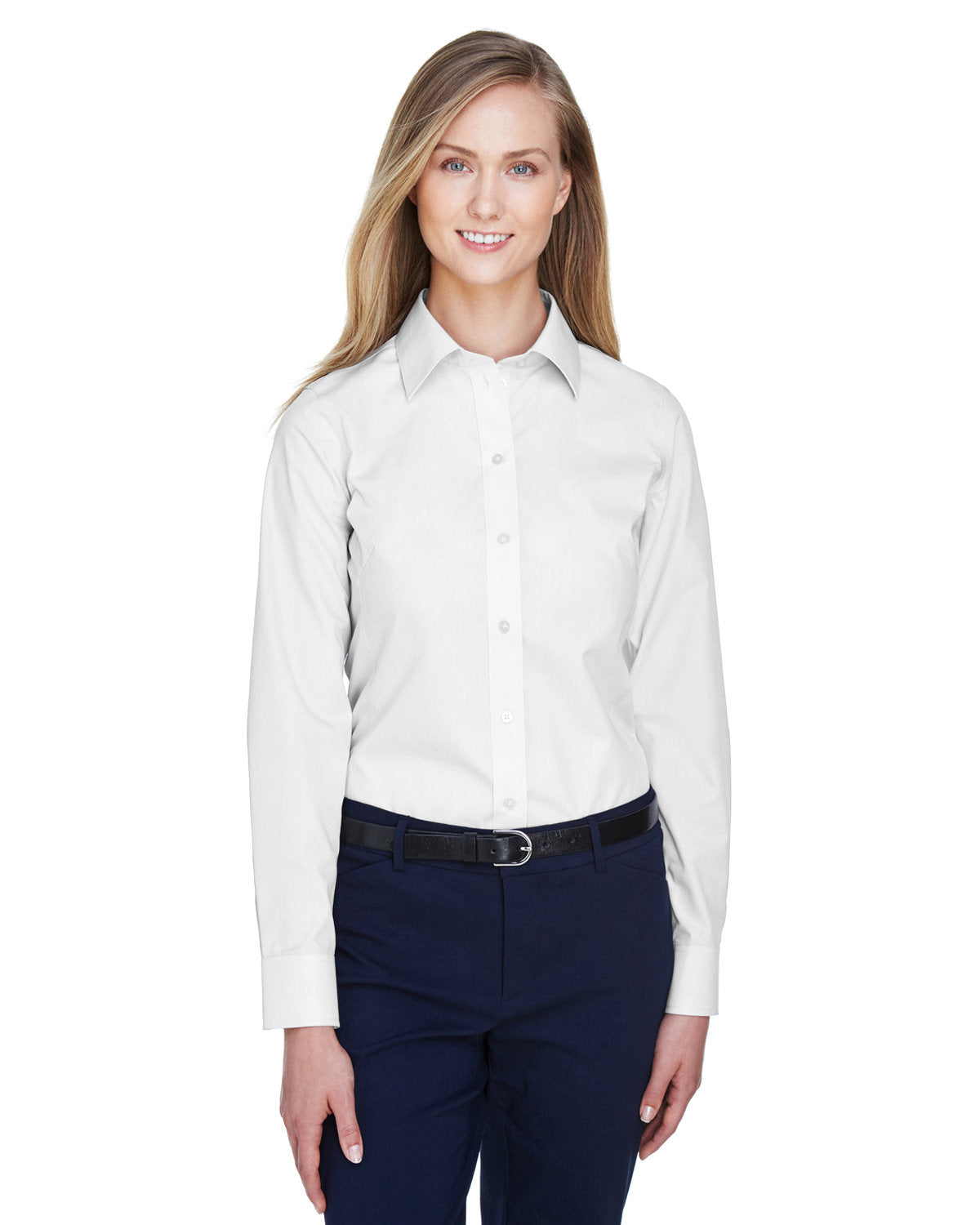 Timeless Elegance: Ladies' Crown Woven Collection Solid Broadcloth Shirt