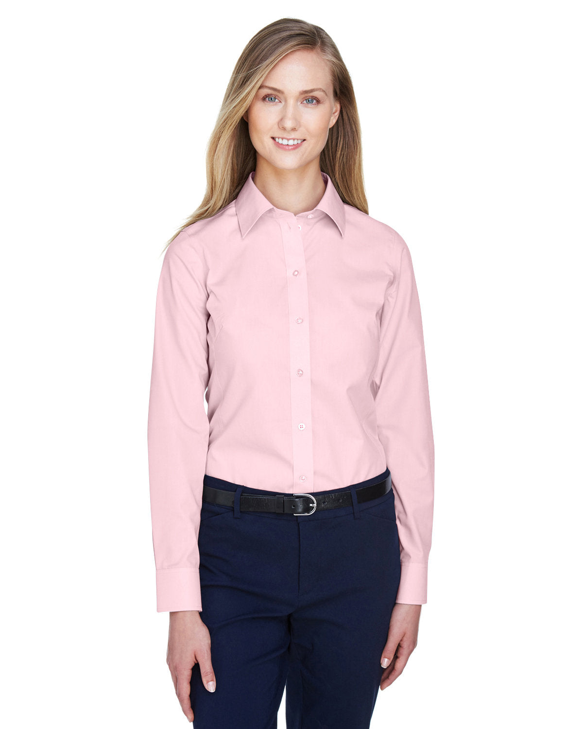 Timeless Elegance: Ladies' Crown Woven Collection Solid Broadcloth Shirt