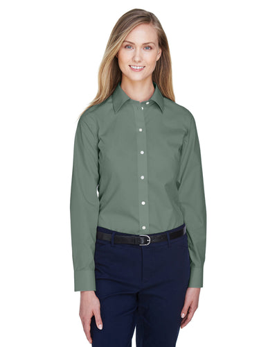 Timeless Elegance: Ladies' Crown Woven Collection Solid Broadcloth Shirt