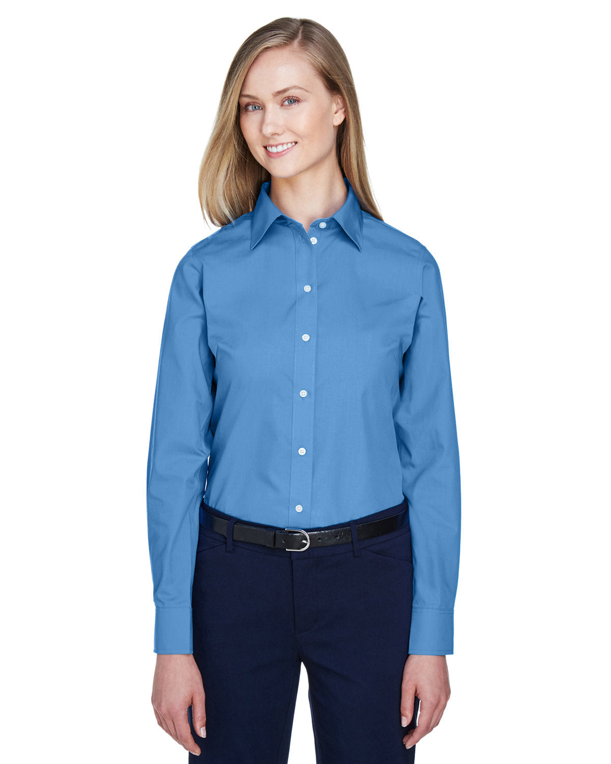 Timeless Elegance: Ladies' Crown Woven Collection Solid Broadcloth Shirt