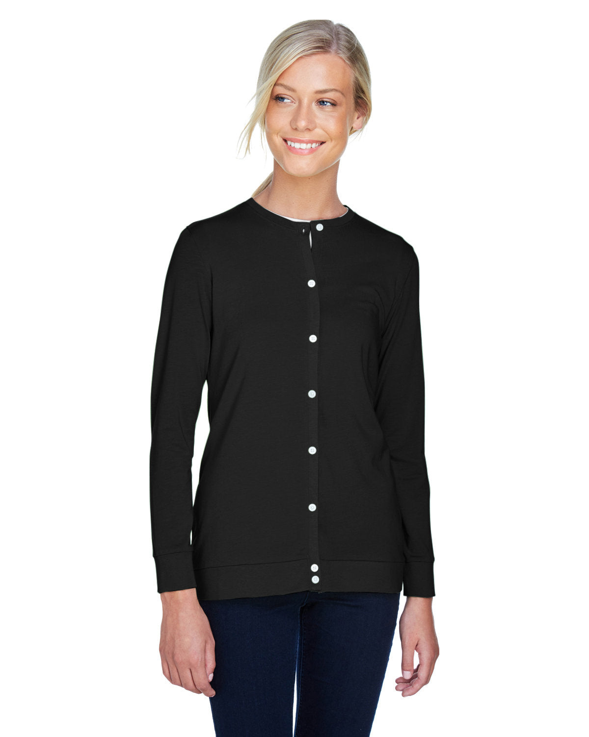 Flawless Elegance: Devon & Jones Ladies' Perfect Fitâ„¢ Ribbon Cardigan