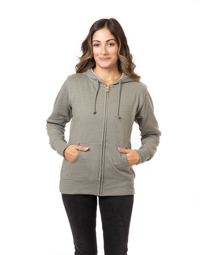 Effortless Elegance and Sustainability: Ladies' Organic/Recycled Heathered Fleece Full-Zip Hooded Sweatshirt by econscious