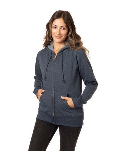 Effortless Elegance and Sustainability: Ladies' Organic/Recycled Heathered Fleece Full-Zip Hooded Sweatshirt by econscious