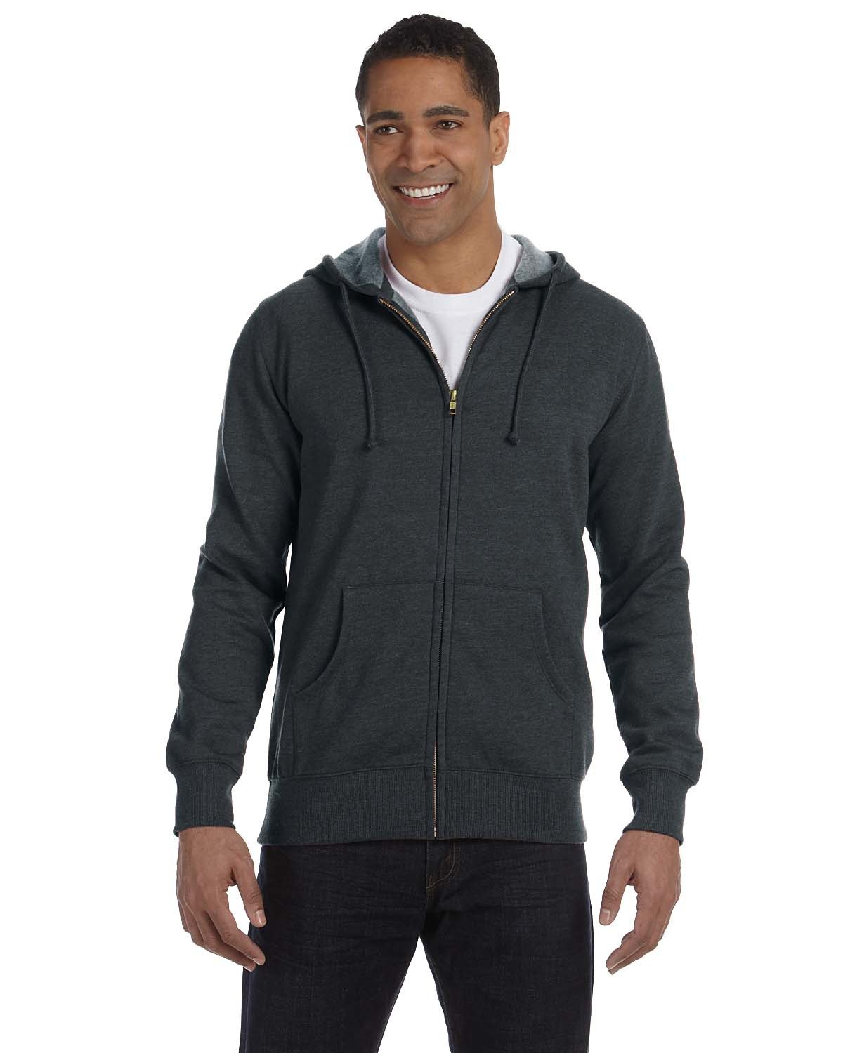 Sustainable Style Defined: Men's Organic/Recycled Heathered Full-Zip Hooded Sweatshirt by econscious