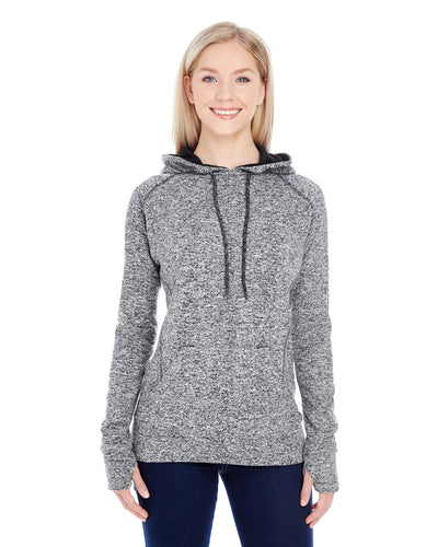 Step into Cosmic Comfort: J America Ladies' Cosmic Contrast Fleece Hooded Sweatshirt