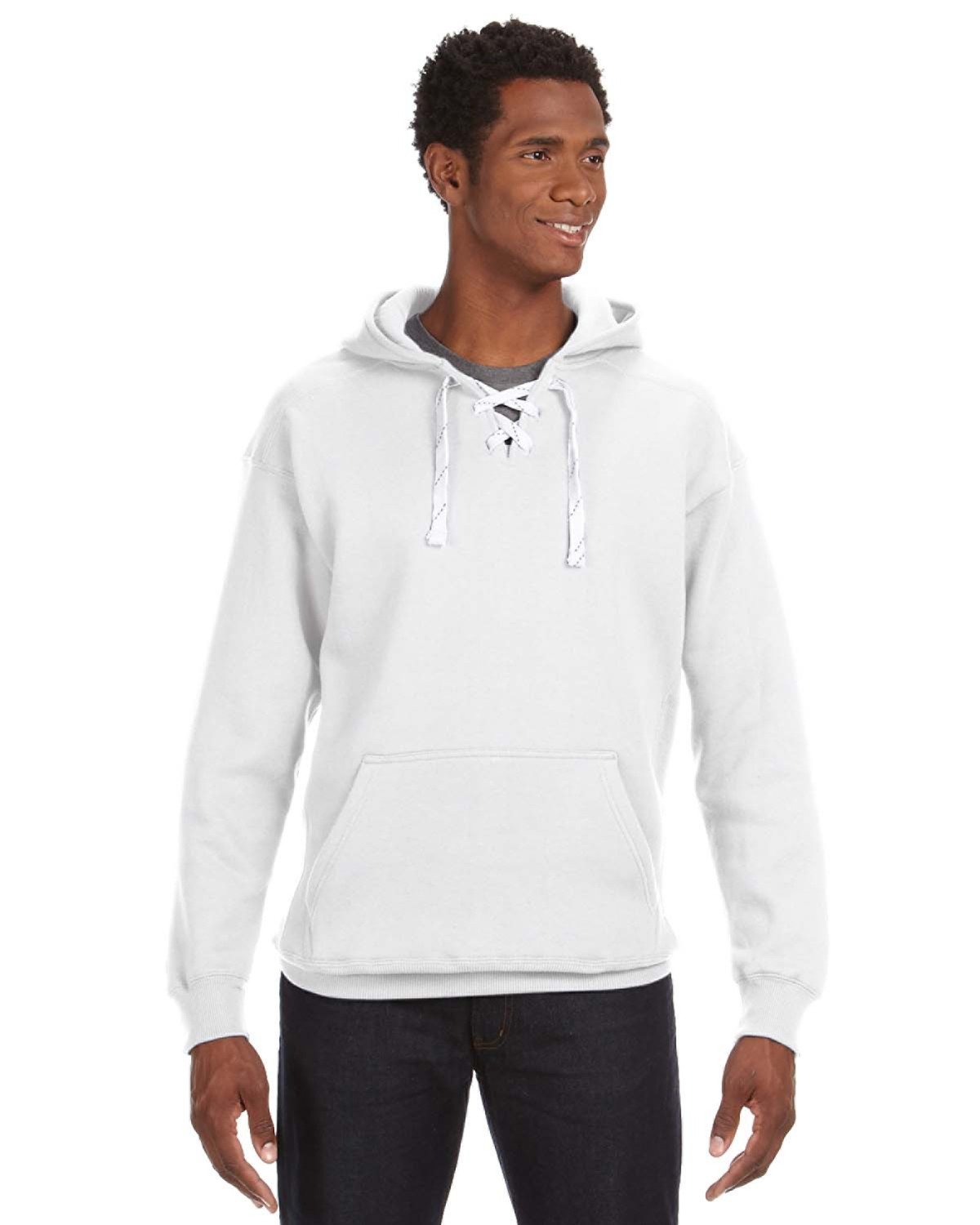 Sporty Charm: J America Adult Sport Lace Hooded Sweatshirt