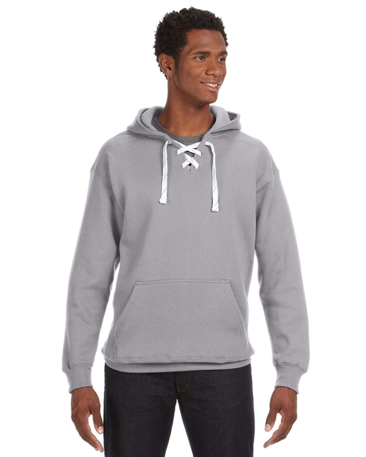 Sporty Charm: J America Adult Sport Lace Hooded Sweatshirt