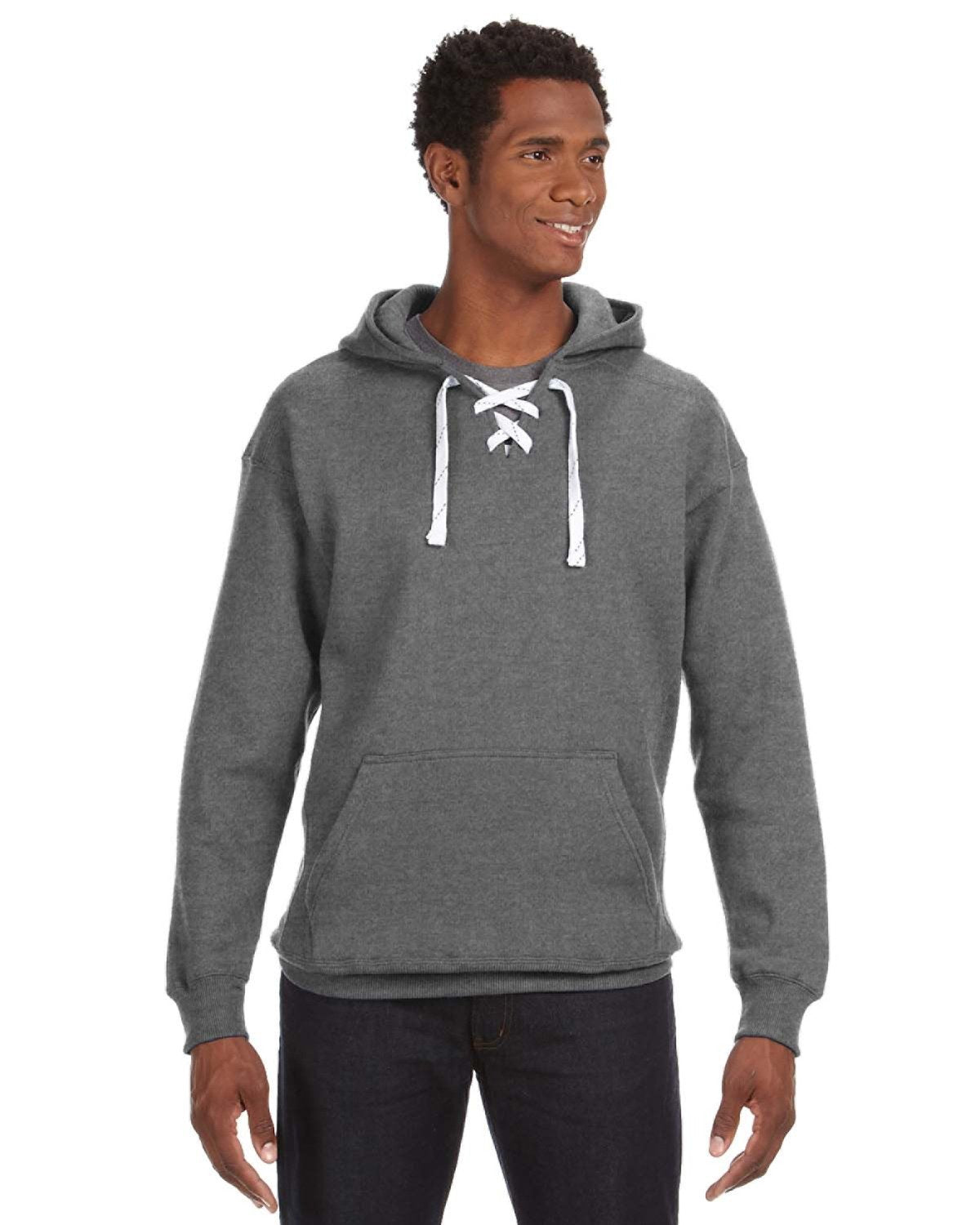 Sporty Charm: J America Adult Sport Lace Hooded Sweatshirt