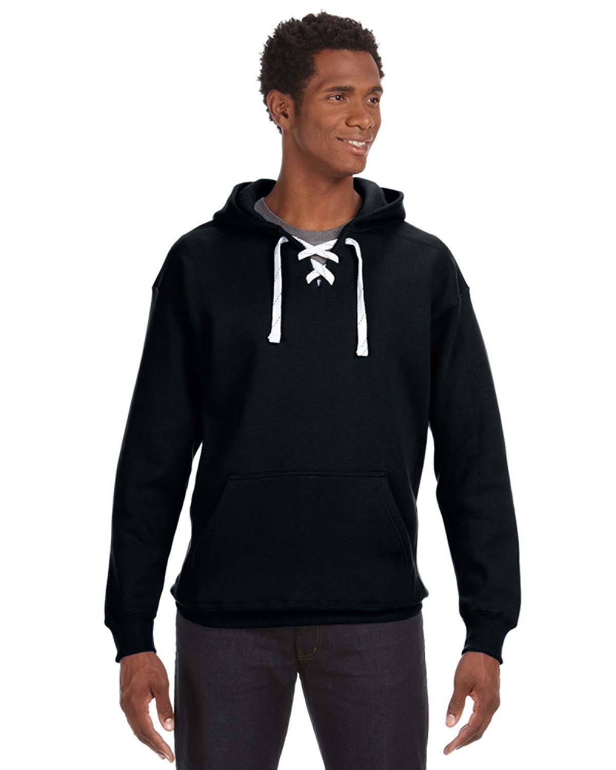 Sporty Charm: J America Adult Sport Lace Hooded Sweatshirt