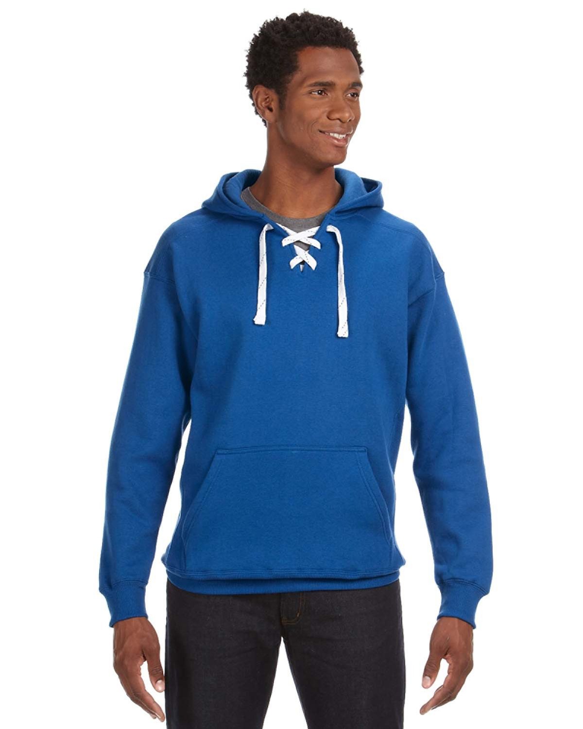 Sporty Charm: J America Adult Sport Lace Hooded Sweatshirt