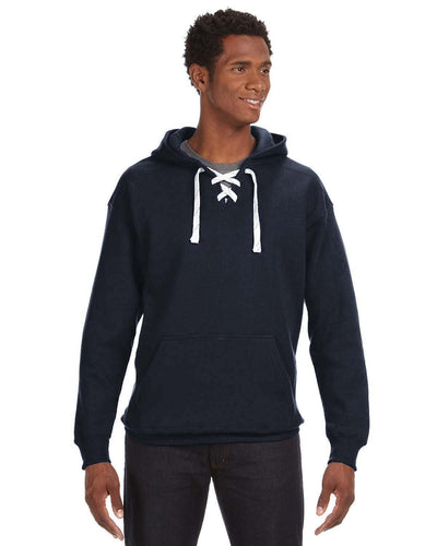 Sporty Charm: J America Adult Sport Lace Hooded Sweatshirt