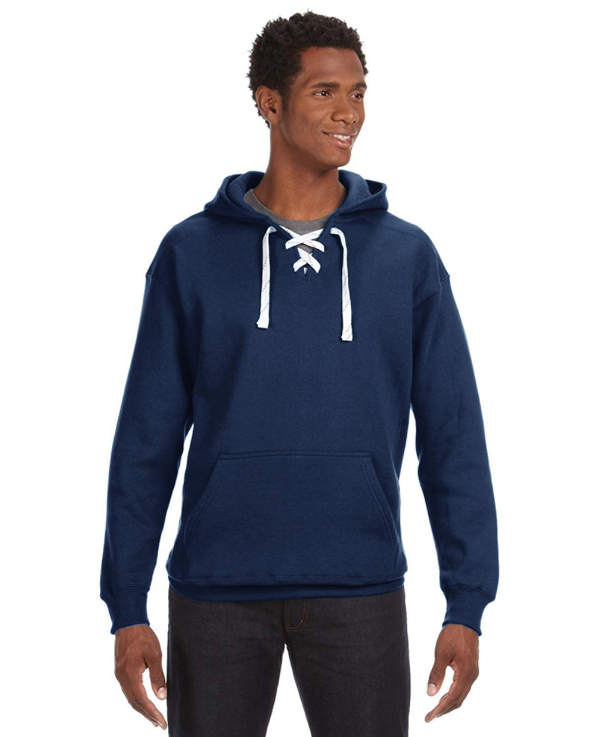 Sporty Charm: J America Adult Sport Lace Hooded Sweatshirt