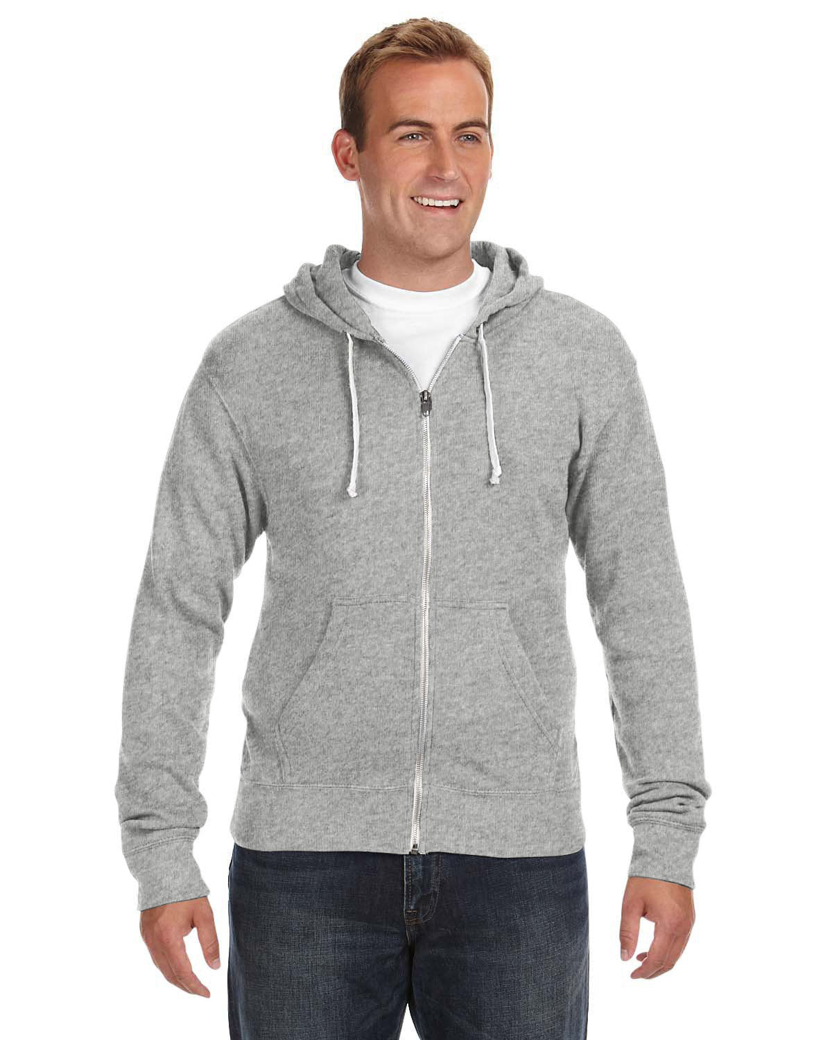 Versatile Comfort: J America Adult Triblend Full-Zip Fleece Hooded Sweatshirt