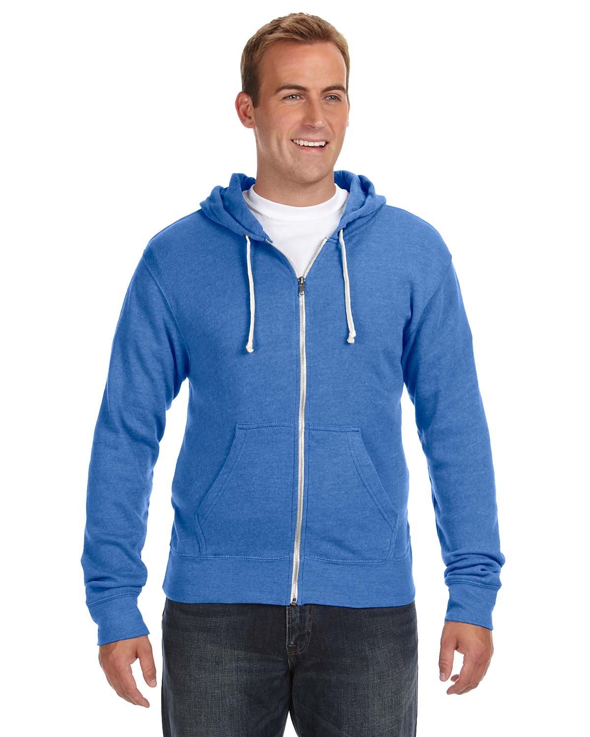 Versatile Comfort: J America Adult Triblend Full-Zip Fleece Hooded Sweatshirt