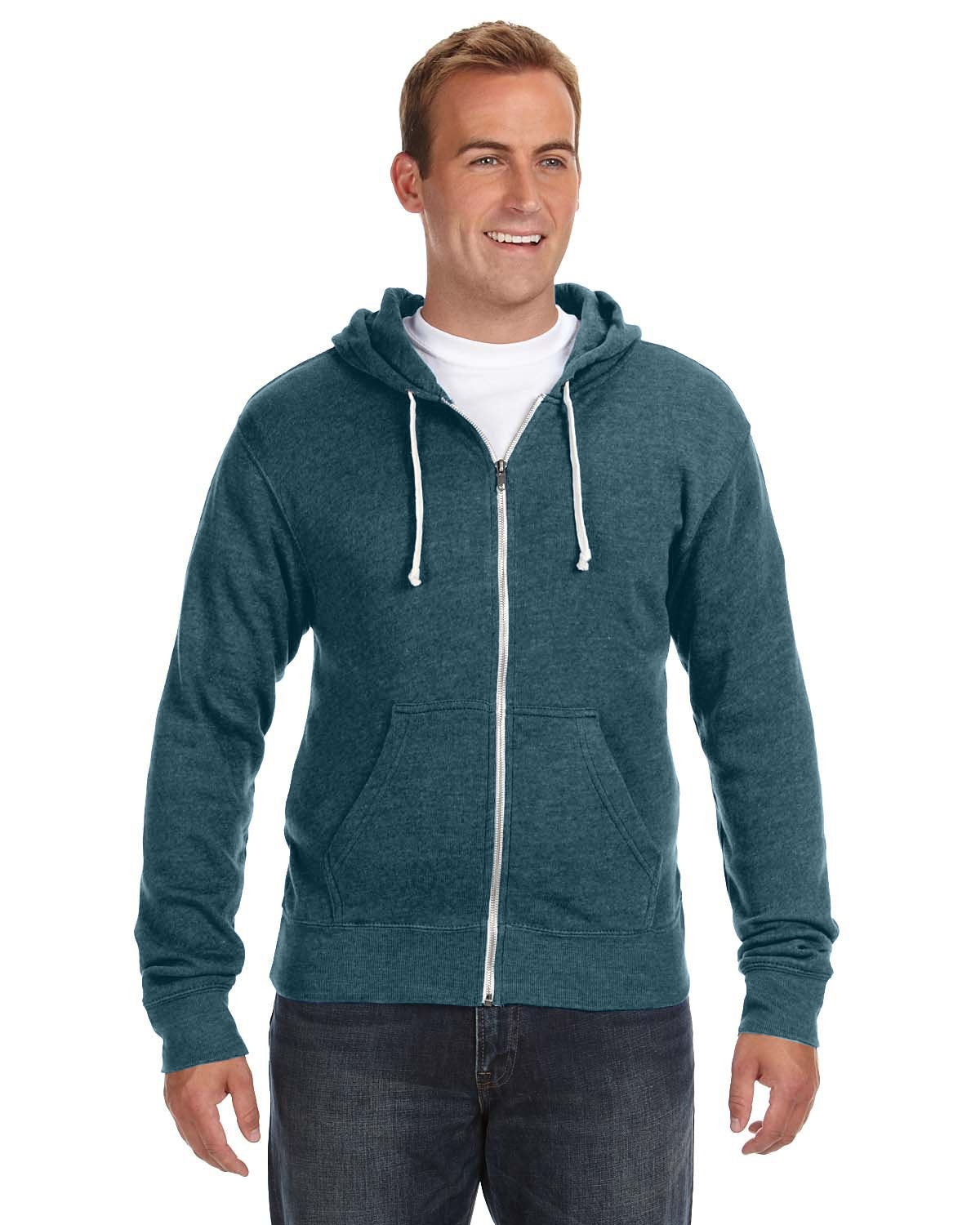 Versatile Comfort: J America Adult Triblend Full-Zip Fleece Hooded Sweatshirt