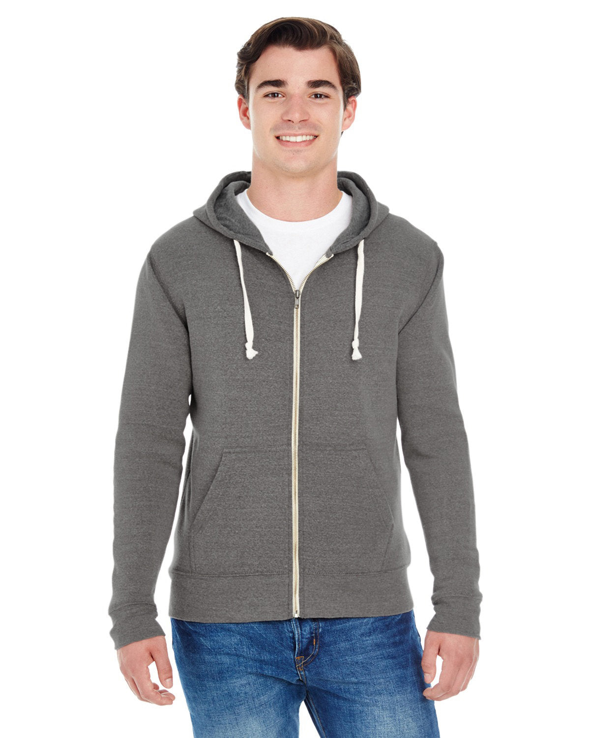 Versatile Comfort: J America Adult Triblend Full-Zip Fleece Hooded Sweatshirt