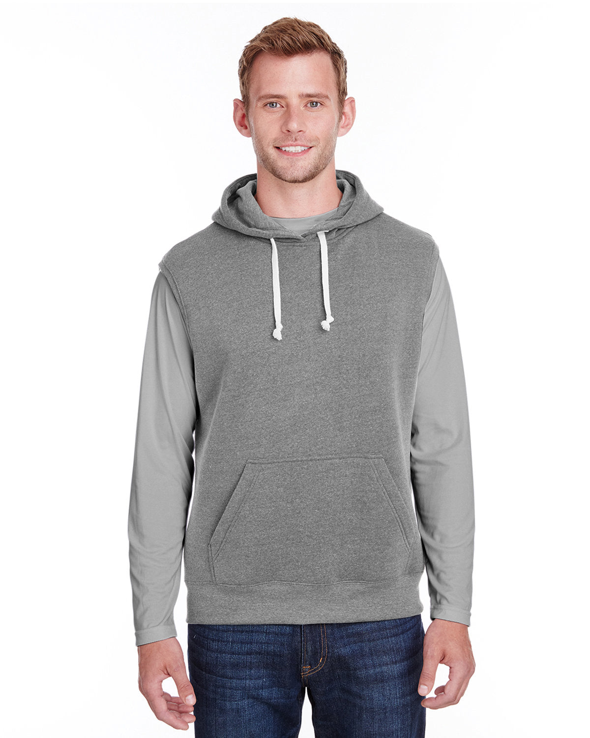 Modern Layering: J America Adult Triblend Fleece Sleeveless Hooded Sweatshirt