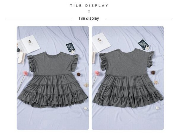 Pure Color Ruffles Pleated Pullover T-shirt - Image 7