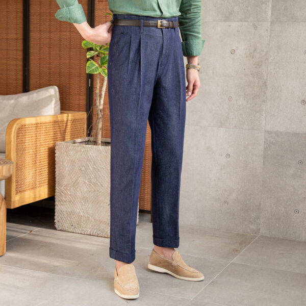 All-match Cotton Casual Denim High-waisted Pants - Image 4