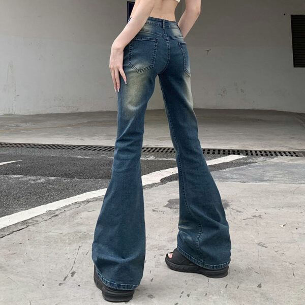 Cross-border Street Style Design Sense Gradient Split Splicing Flared Pants Spicy Girls High Waist Skinny Washed Jeans - Image 3