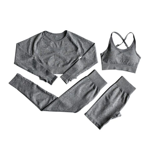 European And American Yoga Suits, Long Shorts, Sports Bra, Sweat Suit - Image 4