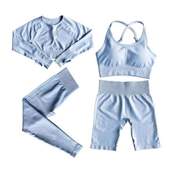 European And American Yoga Suits, Long Shorts, Sports Bra, Sweat Suit - Image 7