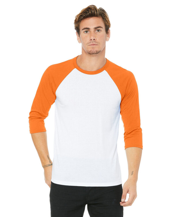 Classic Allure: Bella + Canvas Unisex 3/4-Sleeve Baseball T-Shirt - Image 3