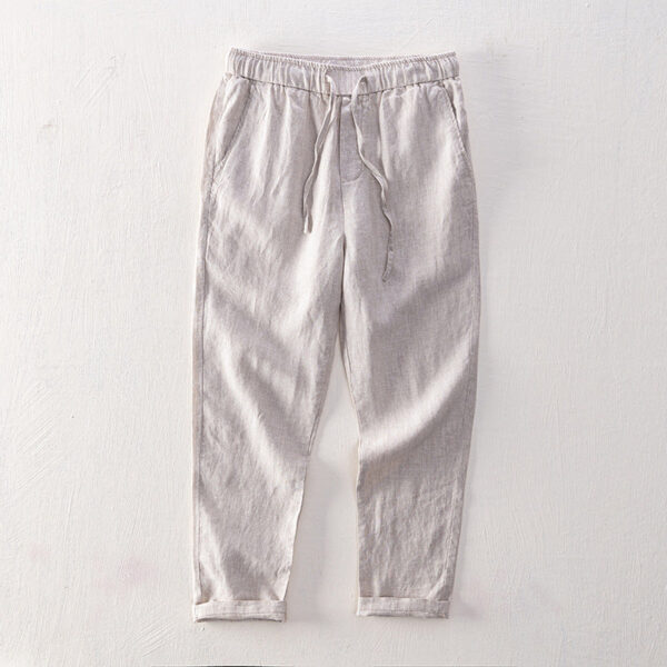 Men's Linen Elastic Waist Casual Pants - Image 3