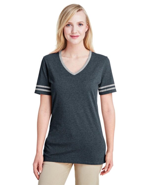 Ladies' TRI-BLEND Varsity V-Neck T-Shirt - Apparel Globe