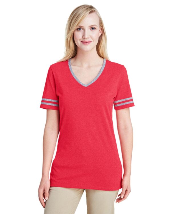 Ladies' TRI-BLEND Varsity V-Neck T-Shirt - Apparel Globe