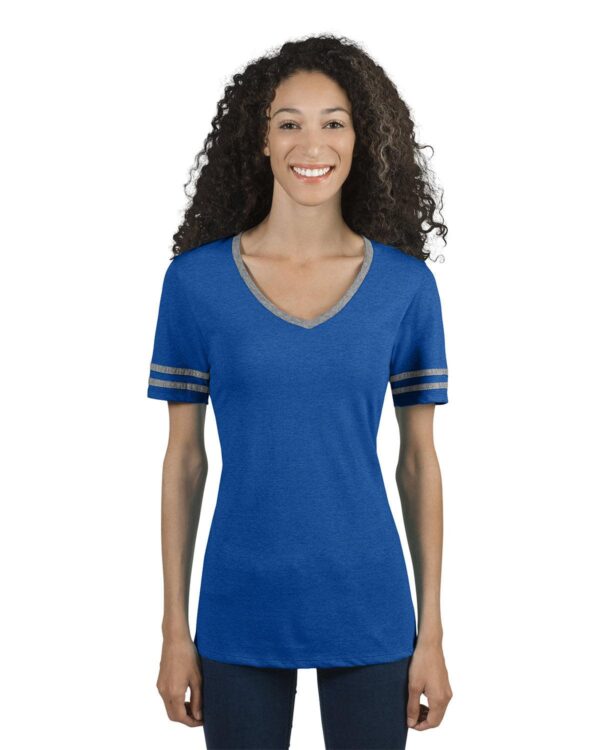 Ladies' TRI-BLEND Varsity V-Neck T-Shirt - Apparel Globe